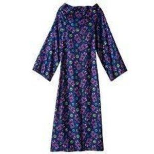 *Wearable Robe Blanket Snoopy Ages 3-6 Fleece Sleeves Holiday Blue Wrappie Girls